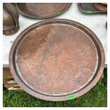 Hand-Engraved Copper Tray with Geometric Design