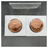 (2x Bid) Copper Rounds .999 Fine 1 Oz America Comm