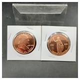 (2x Bid) .999 Fine Copper Round Coins 1776-2026