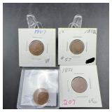 4 Indian Head Cents: 1864, 1872, 1898, 1907