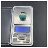 Sterling Silver Ring With Large Turquoise Stone