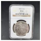 1884-CC Morgan Silver Dollar NGC MS64