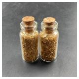 2 Bottles Gold Flake Glass Vials With Corks