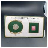 1940s Walking Liberty Half Dollar & 2c Stamp Set