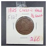 1825 Classic Head Half Cent Coin