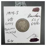 1915-S Barber Dime Key Date US Silver Coin
