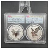 2021 Silver Eagle PR70 PCGS 2-Coin Set FDOI