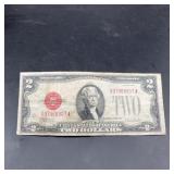 1928F $2 United States Note Red Seal Bill