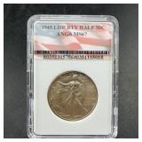1945 Walking Liberty Silver Half Dollar Angs Ms67