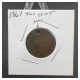 1867 US Two Cent Piece With Hole
