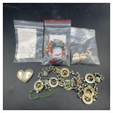 Jewelry Lot: Beaded, Silver Accents, Heart Pin