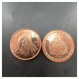 4 Assorted Copper Rounds, 1 AVDP Oz Each