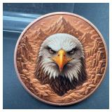 1 oz .999 Fine Copper Bald Eagle Art Round