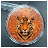 1 oz .999 Fine Copper Tiger Art Round
