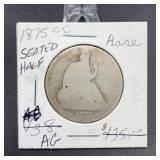 1875-cc Seated Liberty Half Dollar