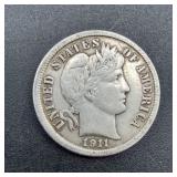 1911 Barber Dime United States Silver Coin