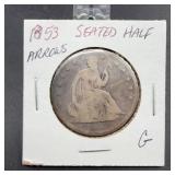 1853 Seated Liberty Half Dollar Arrows