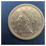 1853 Liberty Head $2.50 Gold Quarter Eagle