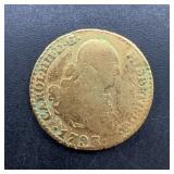 1793 Spanish Colonial 1/2 Real Coin, Carolus Iv