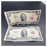 2 Red Seal $2 Notes, Series 1953 And 1953-b