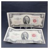 2 US $2 Red Seal Notes 1953 Series