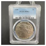 1926 Peace Dollar PCGS MS63 Silver Coin