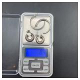 2 Pairs Sterling Silver Hoop Earrings, 8.4g