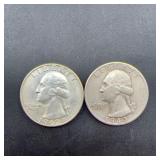 1943 and 1962 Washington Silver Quarters