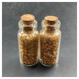 2 Glass Bottles Filled With Gold Foil Flakes