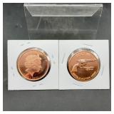 (2x Bid)copper Rounds: Queen Elizabeth Ii, Colt 45