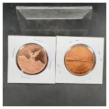 (2x Bid) .999 Fine Copper 1 Oz Rounds In Holders