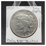 1934-S Peace Silver Dollar, Semi-Key Date