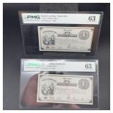 1882 Wallace Bros. 1 Cent Notes, 2 PMG 63