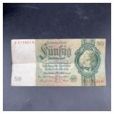 1933 Germany 50 Reichsmark Banknote J-3758019