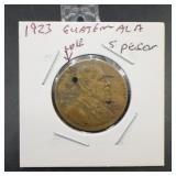 1923 Guatemala 5 Pesos Coin With Hole
