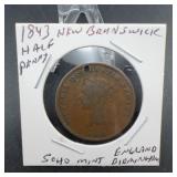 1843 New Brunswick Half Penny Token Coin
