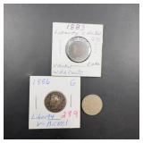 1883 & 1886 Liberty V Nickels, 3 Coins