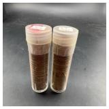 2 Tubes Labeled 1967 Unc Lincoln Cents