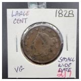 1828 Large Cent, Small Wide Date Label