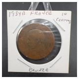1854A France 10 Centimes Bronze Coin