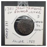 1751 Liï¿½ge 1/2 Escalin Jean-Thï¿½odore Silver Coin