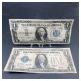 1928B and 1934 $1 Silver Certificates, 2 Notes