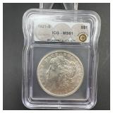 1921-S Morgan Silver Dollar ICG MS61