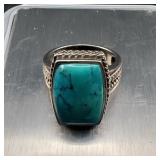 Sterling Silver Ring with Rectangular Turquoise
