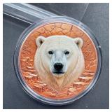 1 oz .999 Fine Copper Polar Bear Round