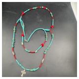 Turquoise, Red Bead, Cross Necklace 50g