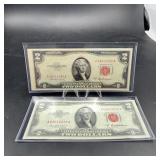 (2) 1953a $2 Red Seal United States Notes