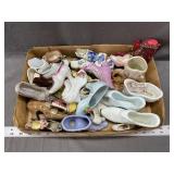 Assorted vintage slippers, some bone china