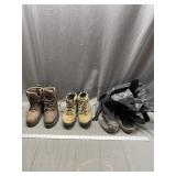 3 Boots Varies sizes, 8M, 9 1/2