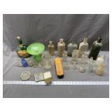 Vintage bottles, vials, & ink well